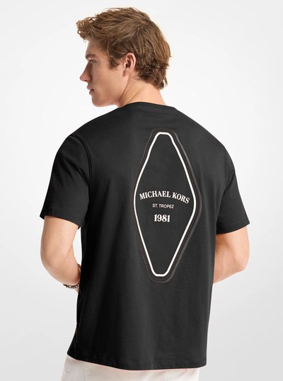 Graphic Logo Cotton T-Shirt in BLACK | Michael Kors