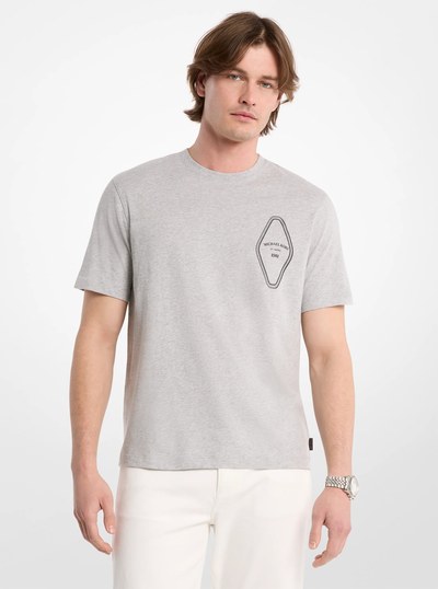 Graphic Logo Cotton T-Shirt in HEATHER GREY | Michael Kors