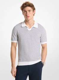 Polo en coton textur&eacute; &agrave; rayures