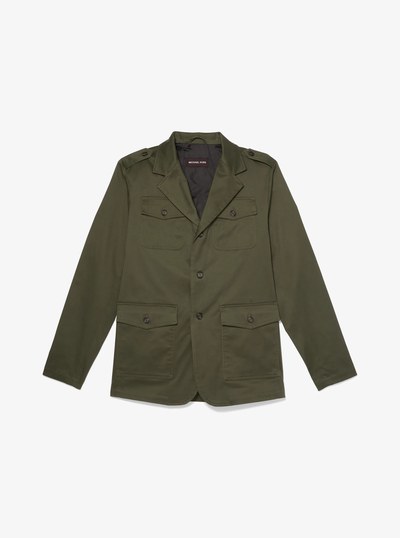 Stretch Organic Cotton Jacket in IVY | Michael Kors