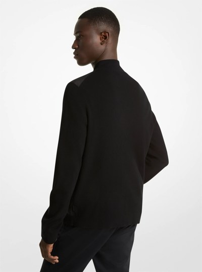 Viscose Blend Zip-Up Jacket in BLACK | Michael Kors