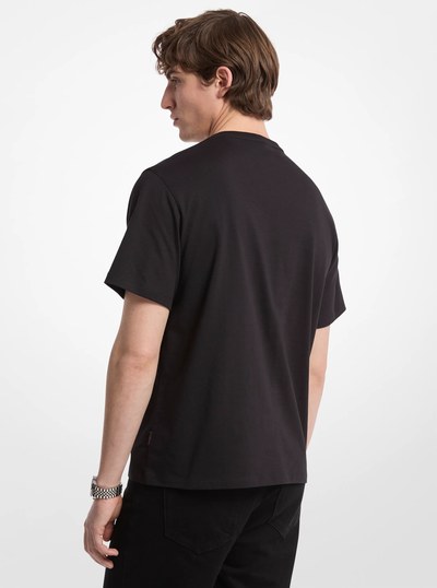 Logo Embossed Cotton Jersey T-Shirt in BLACK | Michael Kors