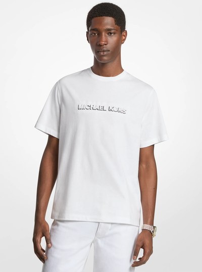 Logo Embossed Cotton Jersey T-Shirt in WHITE | Michael Kors