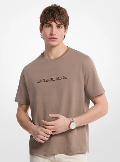 Logo Embossed Cotton Jersey T-Shirt in CHESTNUT | Michael Kors