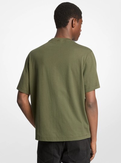Logo Embossed Cotton Jersey T-Shirt in IVY | Michael Kors