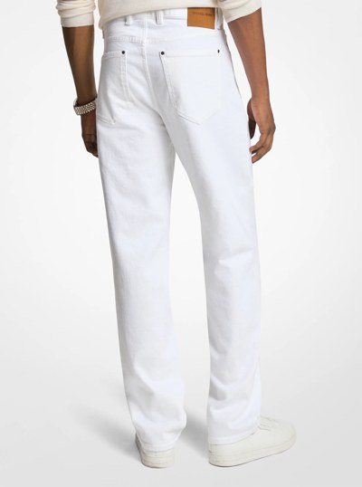 Finn Straight-Leg Stretch Denim Jeans in WHITE | Michael Kors