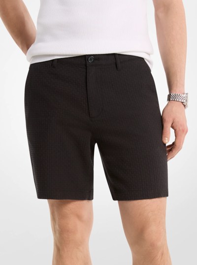 Cotton Waffle Shorts in BLACK | Michael Kors