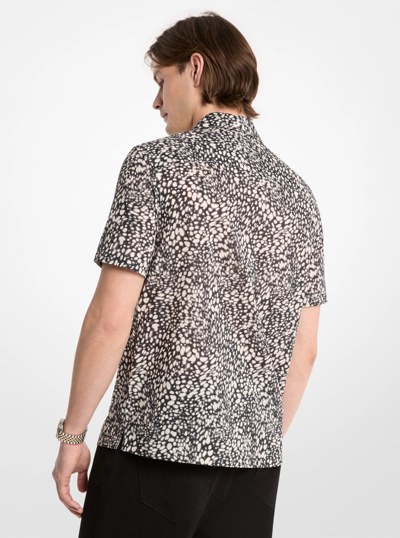 Printed Cotton Camp Shirt in BLACK | Michael Kors