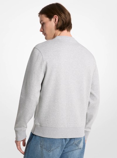 Logo Trim Cotton Blend Sweater in HEATHER GREY | Michael Kors