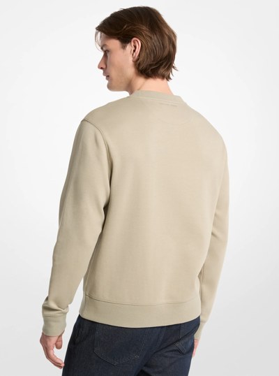 Logo Charm Cotton Blend Crewneck Sweatshirt in DUSTY SAGE | Michael Kors
