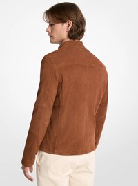 Veste de course en su&egrave;de &agrave; double fermeture &eacute;clair