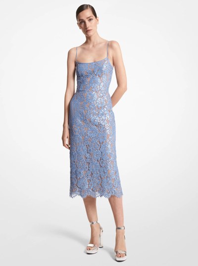 Hand-Embroidered Sequin Floral Lace Slip Dress in COAST | Michael Kors