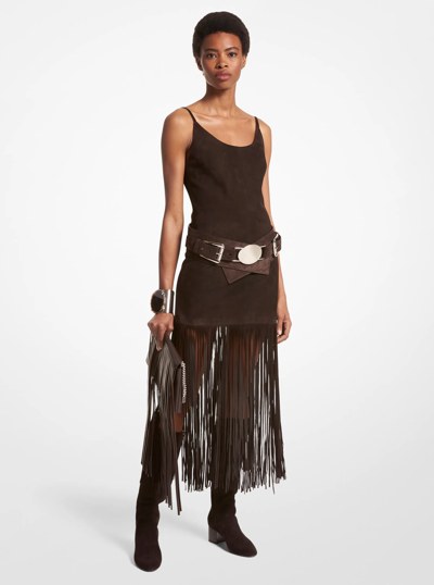 Fringed Suede Tank Dress in CHOCOLATE | Michael Kors