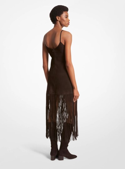 Fringed Suede Tank Dress in CHOCOLATE | Michael Kors