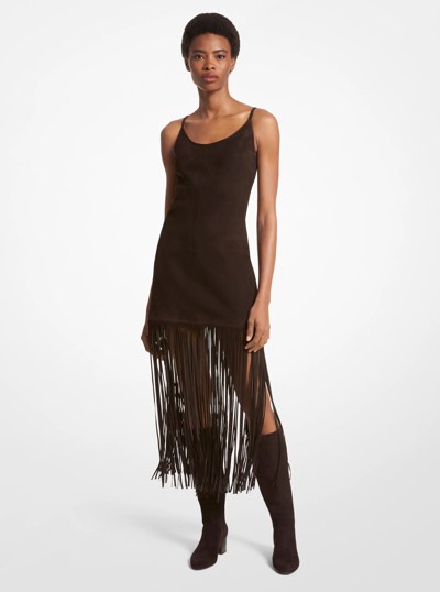 Fringed Suede Tank Dress in CHOCOLATE | Michael Kors