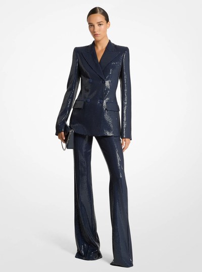 Sequin Embroidered Blazer in MARITIME | Michael Kors