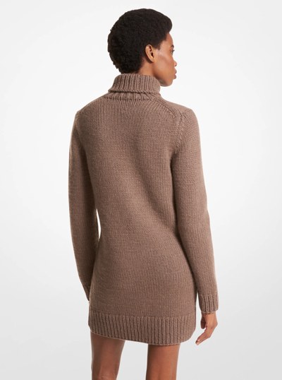 Corallina Cashmere Turtleneck Dress in MOCHA MELANGE | Michael Kors