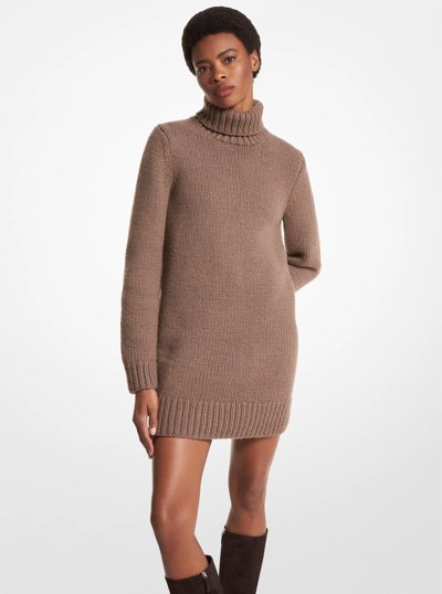 Corallina Cashmere Turtleneck Dress in MOCHA MELANGE | Michael Kors
