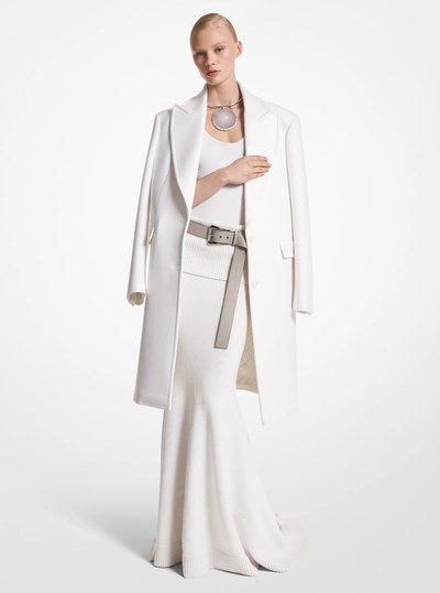 Wool Melton Chesterfield Coat in IVORY | Michael Kors