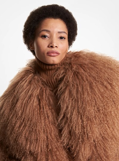 Mongolian Shearling Coat in CAMEL | Michael Kors