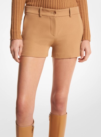 Samantha Wool Gabardine Shorts in CAMEL | Michael Kors