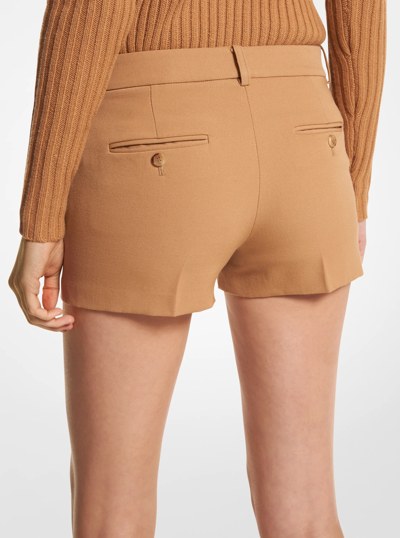 Samantha Wool Gabardine Shorts in CAMEL | Michael Kors