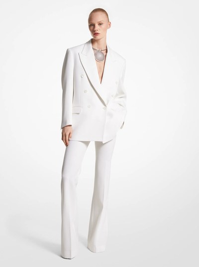 Haylee Wool Gabardine Flared Trousers in IVORY | Michael Kors