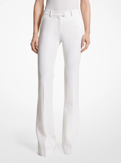 Haylee Wool Gabardine Flared Trousers in IVORY | Michael Kors