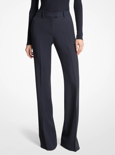 Haylee Double Crepe Sabl&eacute; Flared Trousers in MIDNIGHT | Michael Kors