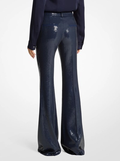 Haylee Sequin Embroidered Flared Trousers in MARITIME | Michael Kors