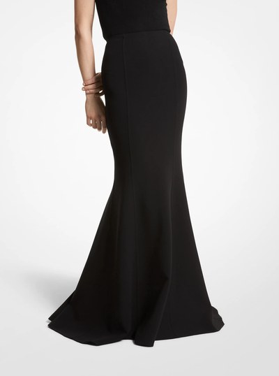 Double Faced Stretch Wool Fishtail Skirt in BLACK | Michael Kors