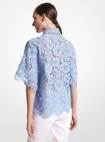 Cotton Blend Floral Lace Shirt in COAST | Michael Kors