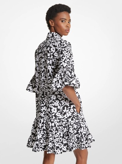 Floral Cotton Poplin Shirtdress in BLACK/WHITE | Michael Kors