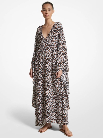 Leopard Organic Silk Crepe De Chine Caftan
