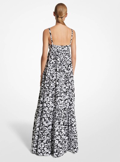 Floral Cotton Poplin Dress in BLACK/WHITE | Michael Kors