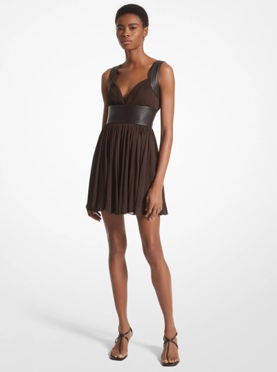 Chiffon Jersey Baby Doll Dress in CHOCOLATE | Michael Kors