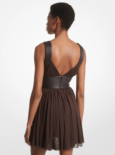 Chiffon Jersey Baby Doll Dress in CHOCOLATE | Michael Kors