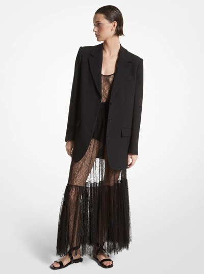 Double Crepe Sabl&eacute; Boyfriend Blazer in BLACK | Michael Kors