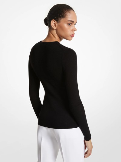 Super Cashmere Long-Sleeve Shirt in BLACK | Michael Kors