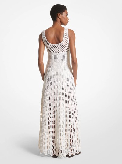 Hand-Crocheted Cotton and Cashmere Tank Dress in OPTIC WHITE | Michael Kors