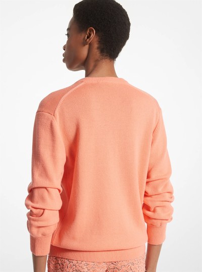 Cashmere Crushed-Sleeve Sweater in MELON | Michael Kors