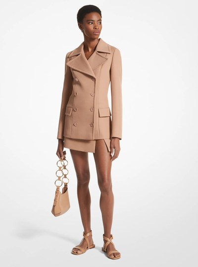 Bonded Wool Blend Gabardine Peacoat in SUNTAN | Michael Kors