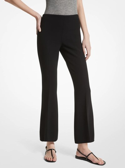 Double Face Stretch Wool Cropped Pants in BLACK | Michael Kors