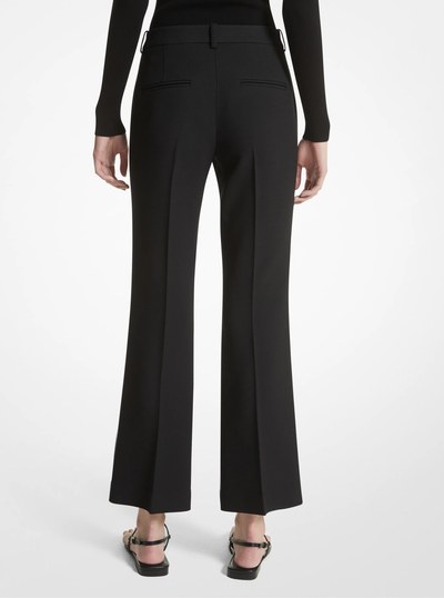 Haylee Double Crepe Sabl&eacute; Cropped Flared Trousers in BLACK | Michael Kors