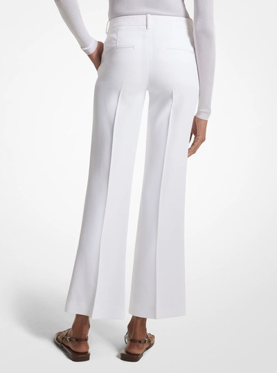 Haylee Double Crepe Sabl&eacute; Cropped Flared Trousers in OPTIC WHITE | Michael Kors