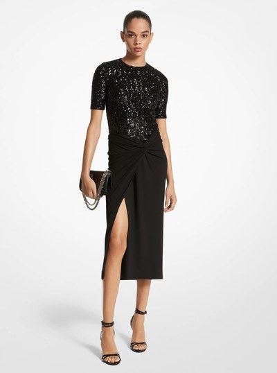 Matte Jersey Sarong Skirt in BLACK | Michael Kors