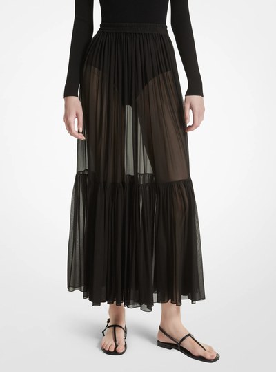 Silk Chiffon Skirt in BLACK | Michael Kors