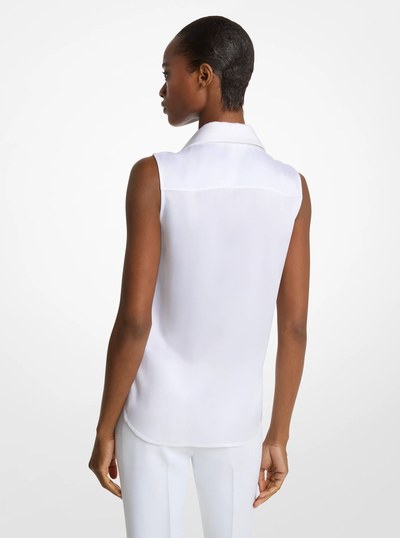 Hansen Charmeuse Sleeveless Shirt in OPTIC WHITE | Michael Kors
