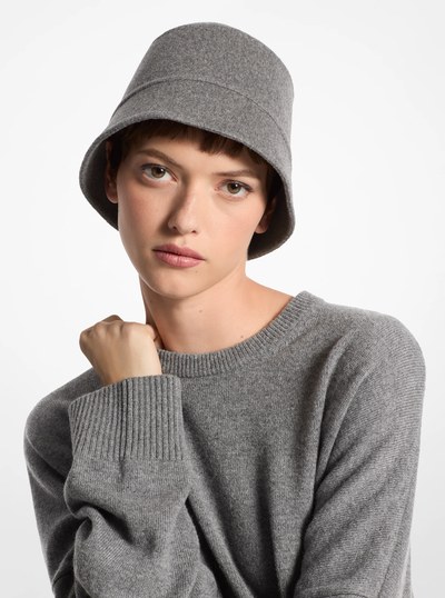 Wool Melton Bucket Hat in BANKER GREY | Michael Kors