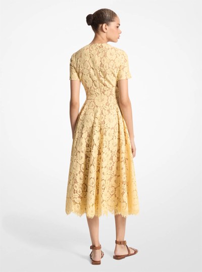 Cotton Blend Floral Lace Dress in Parchment | Michael Kors